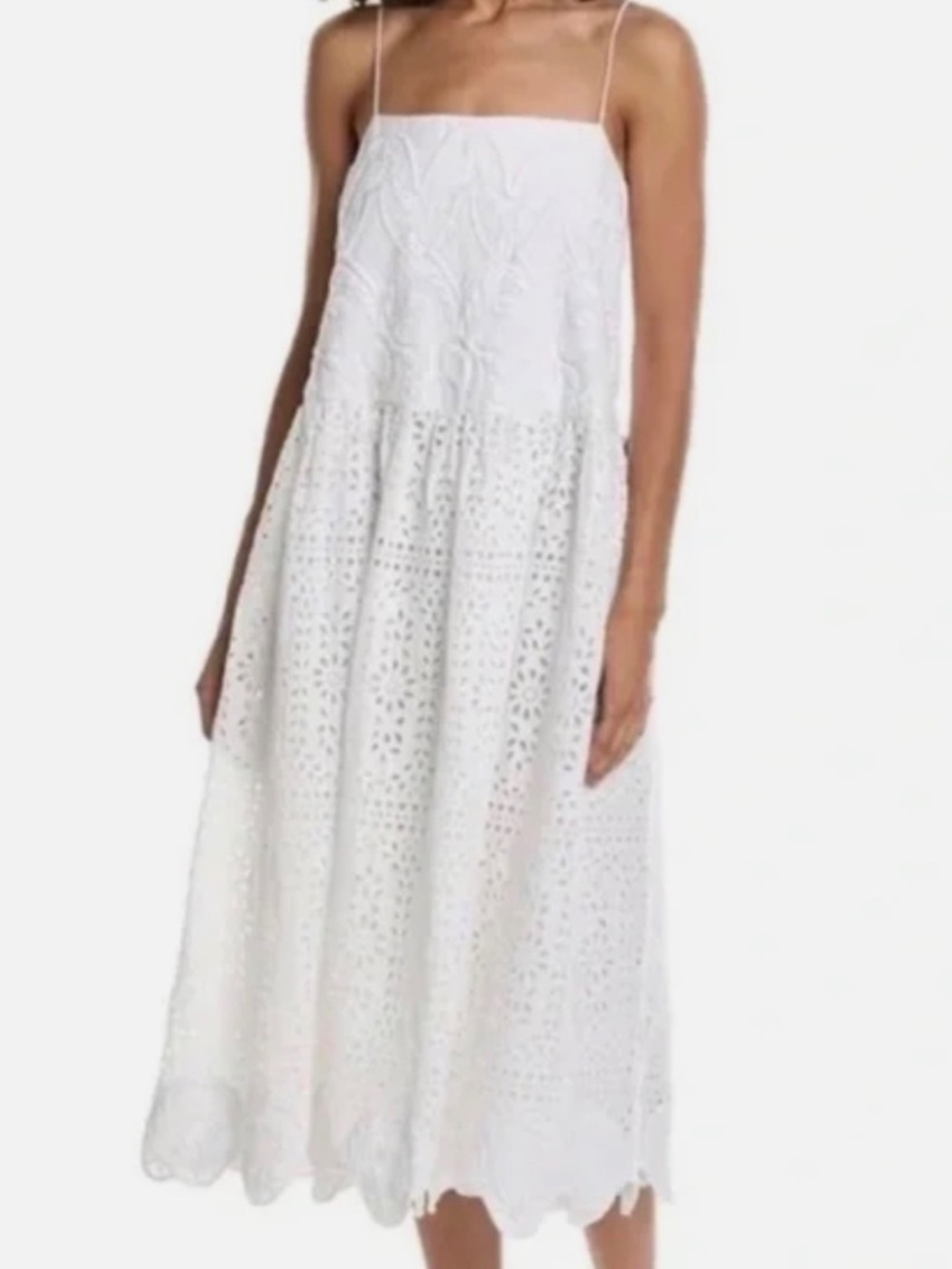 NWT RHODE Rosa Eyelet Midi Dress White Soleil Anthropologie Medium Resort - Picture 6 of 11